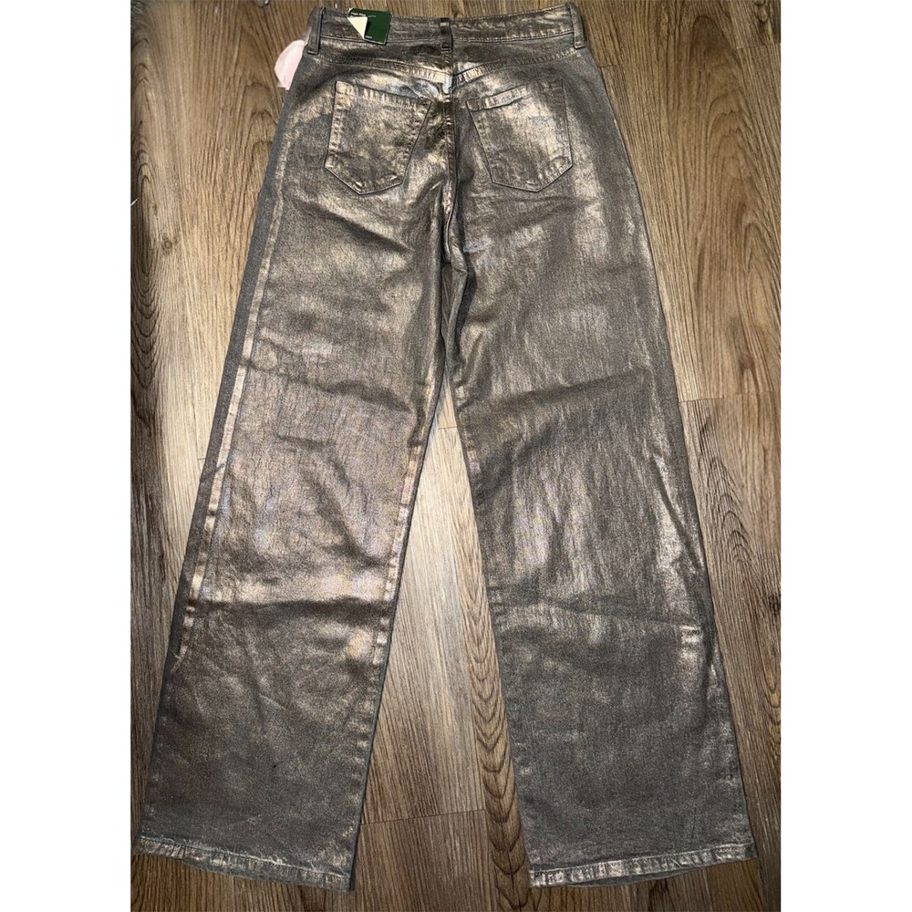 Wild Fable High Rise Baggy Wide Leg Shiny Jeans Silver Metallic Size 2/31.5 - Picture 2 of 7